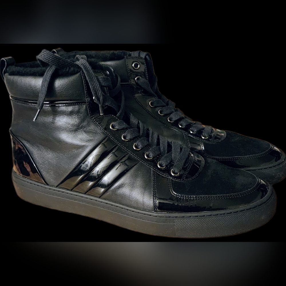 Bally Black Leather High-Top Boots, Fur-LIned